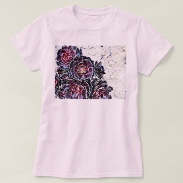 T-shirt Fleur d'Aeonium sur les roches sèches (Design devant)