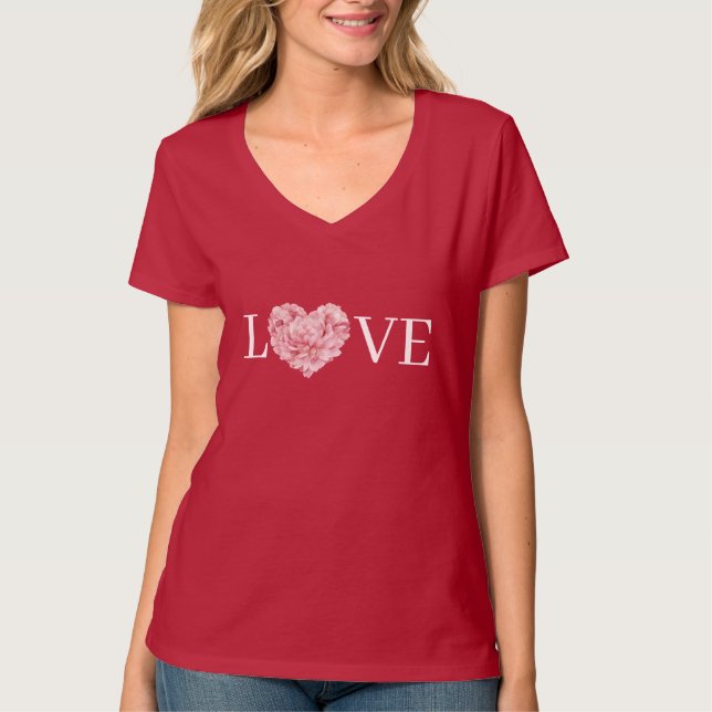 T-shirt Fleur d'amour de cœur rose (Devant)