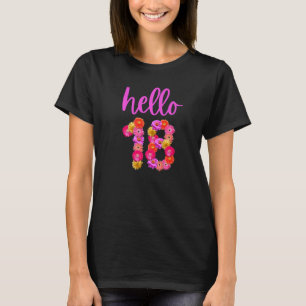 T-shirt Fleur d'anniversaire 18 ans Bonjour 18 C'est mon 1