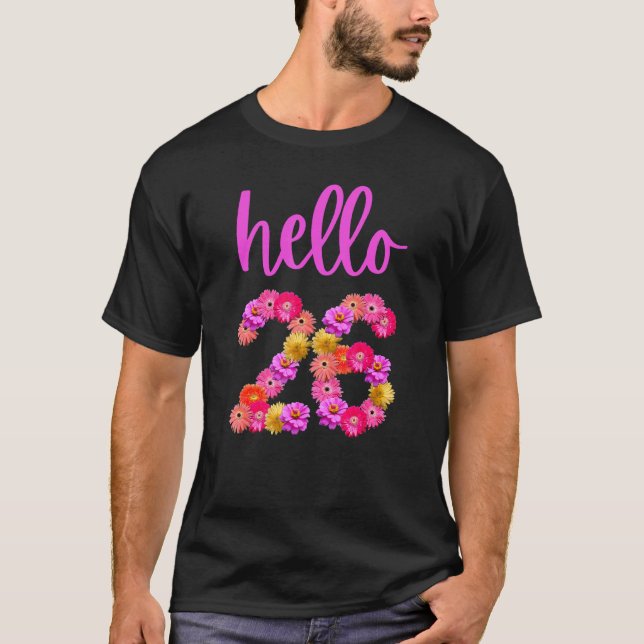 T-shirt Fleur d'anniversaire de 26 ans Bonjour 26 Son My 2 (Devant)