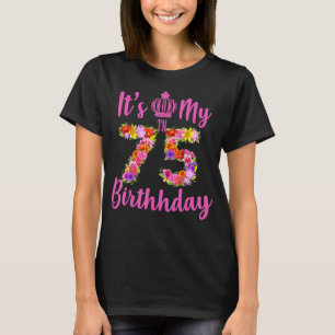 T-shirt Fleur d'anniversaire de 75 ans C'est mon 75e Anniv