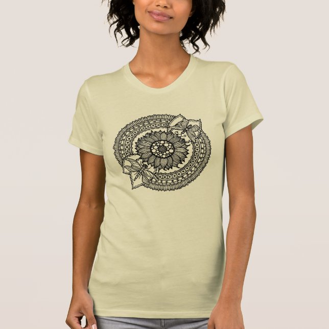 T-shirt Fleur dans le mandala (Devant)