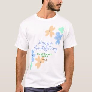 T-shirt Fleur d'aquarelle bleu orange vert hiverMerci
