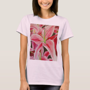 T-shirt Fleur d'aquarelle Stargazer rose lièvre
