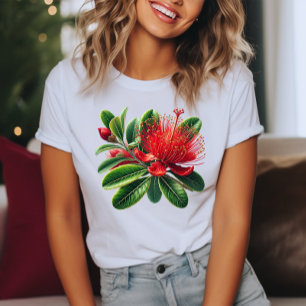 T-shirt Fleur d'arbre de Pohutukawa de Nouvelle-Zélande