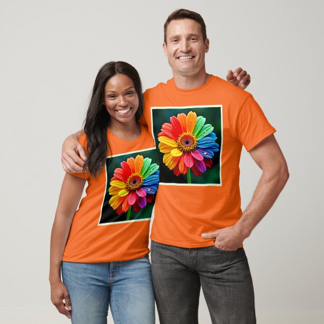 T-shirt Fleur d'art à pétale arc-en-ciel (Unisexe)