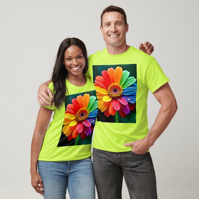 T-shirt Fleur d'art à pétale arc-en-ciel (Unisexe)