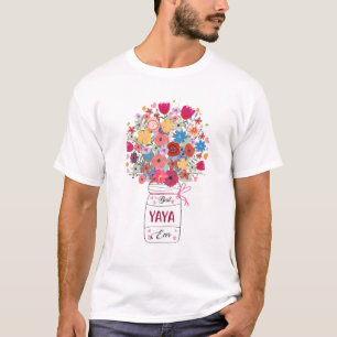 T-shirt Fleur d'Art de Yaya Meilleur des femmes Grand-mèr