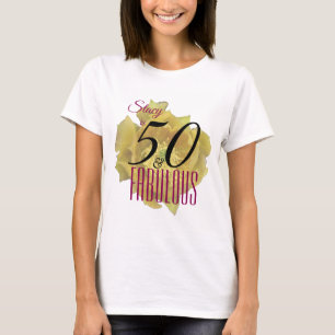 T-shirt Fleur de cactus jaune 50 et Fabuleux anniversaire
