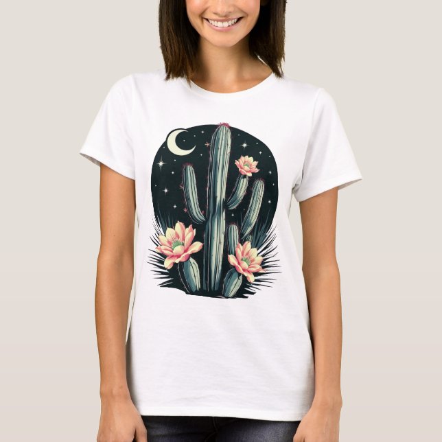 T-shirt Fleur de cactus nocturne (Devant)