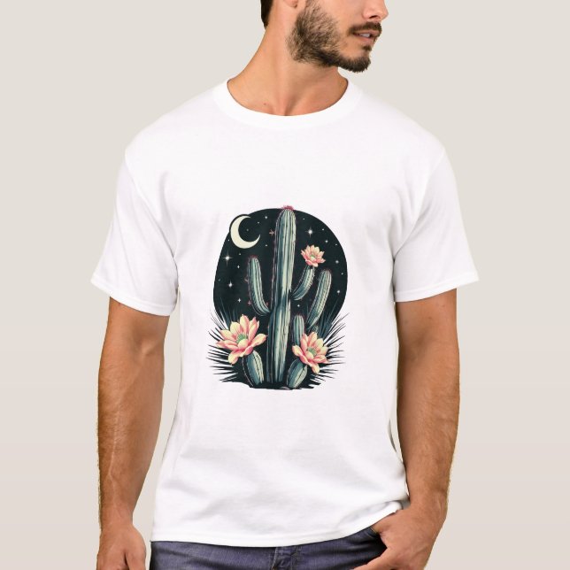 T-shirt Fleur de cactus nocturne (Devant)