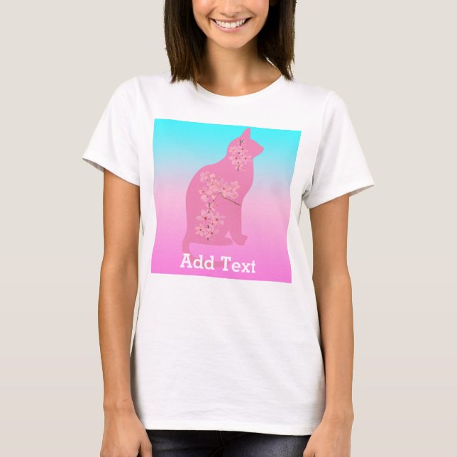 T-shirt Fleur de cerisier de chat mignonne Sakura (Devant)