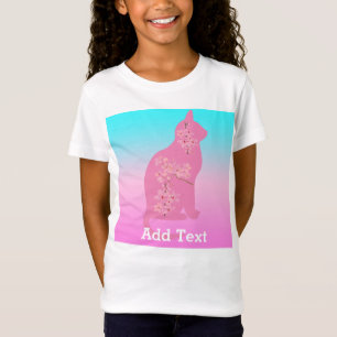 T-Shirt Fleur de cerisier de chat mignonne Sakura Girl