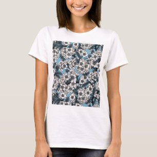 T-shirt Fleur de cerisier en bleu et blanc