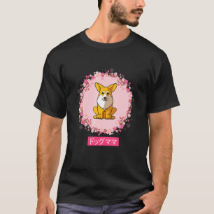 T-shirt Fleur de cerisier japonais Chien Corgi