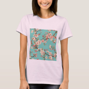 T-shirt Fleur de cerisier turquoise à la mode