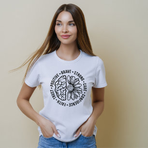 T-shirt Fleur de cerveau mignonne professionnel de la sant