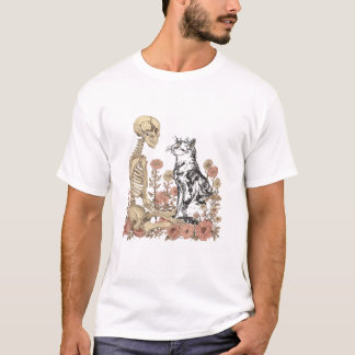 T-shirt Fleur de chat squelette Mignon chaton