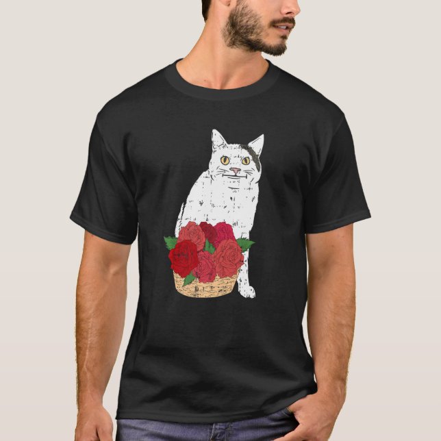 T-shirt Fleur de chat Valentines Jour Cute Kitten Kitty Lo (Devant)