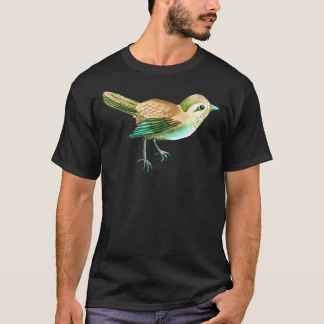 T-shirt Fleur de Chestnut Songbird Sur Sage Green  (Devant)