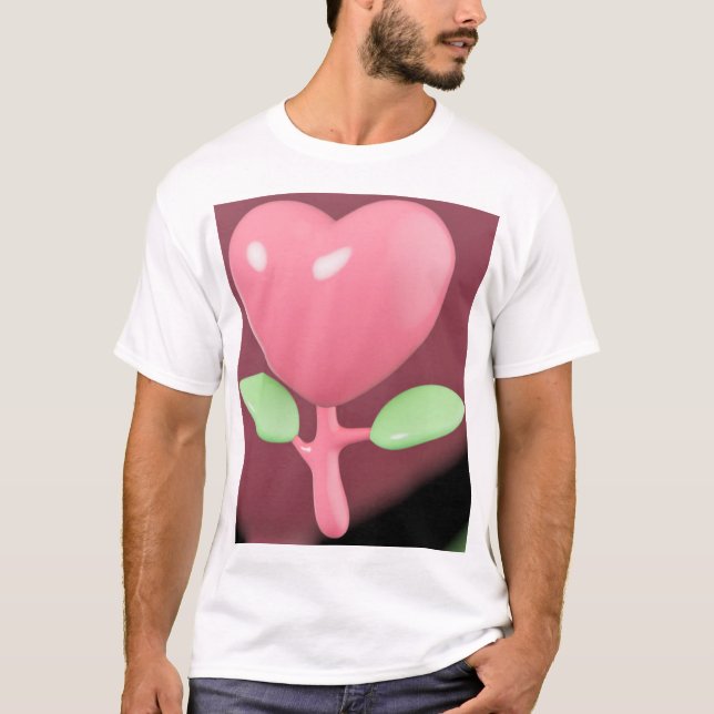 T-shirt Fleur de cœur d'amour. (Devant)