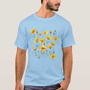 T-shirt Fleur de cosmos jaune écrite par aquarelle