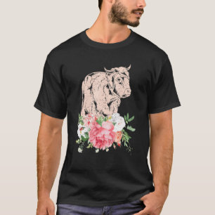 T-shirt Fleur de fermier d'animal de ferme Rose Écossaise