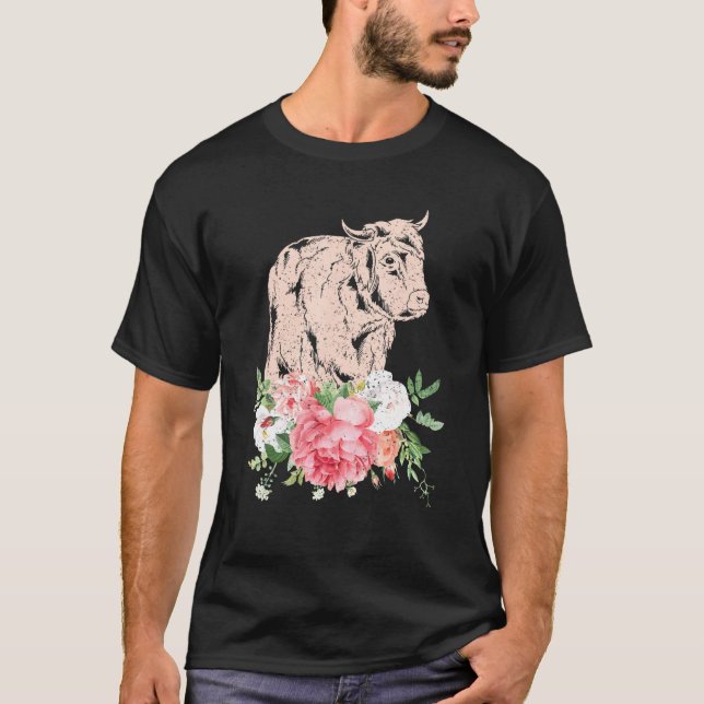 T-shirt Fleur de fermier d'animal de ferme Rose Écossaise  (Devant)