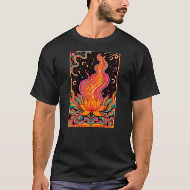 T-shirt Fleur de flamme psychédélique (Devant)