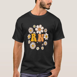 T-shirt Fleur de fleur sauvage rétro groovy Infirmière dip