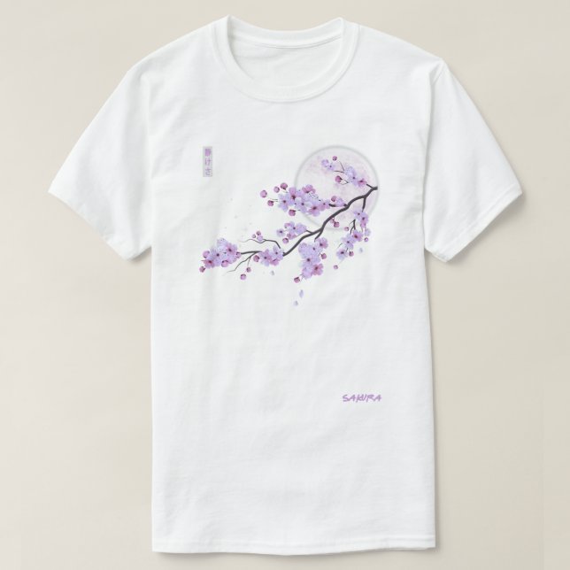 T-shirt Fleur de fleurs de cerisier de Sakura violet japon (Design devant)