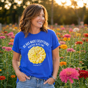 T-shirt Fleur de foi florale verset biblique Zinnia jaune