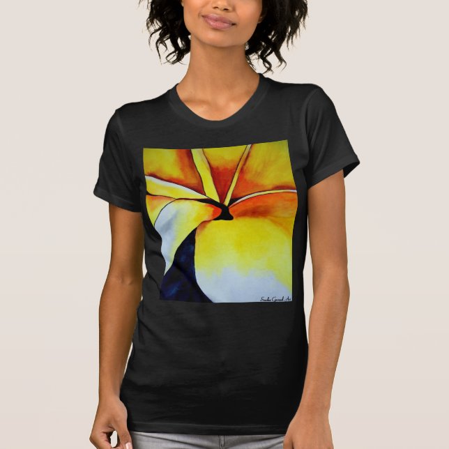T-shirt Fleur de frangipanier jaune tropicale, art origina (Devant)
