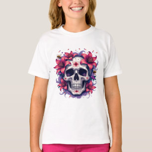T-shirt Fleur de Jour des morts Crâne en Sucre Jour des Mo
