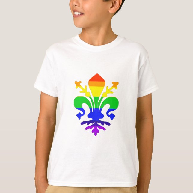 T-shirt Fleur de Lis Arc-en-ciel stylisée (Devant)