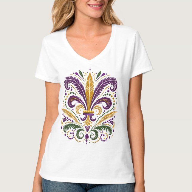 T-shirt Fleur de lis jaune et vert violet (Devant)