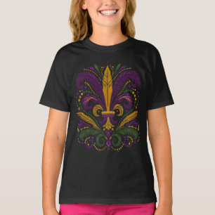 T-shirt Fleur de lis jaune et vert violet