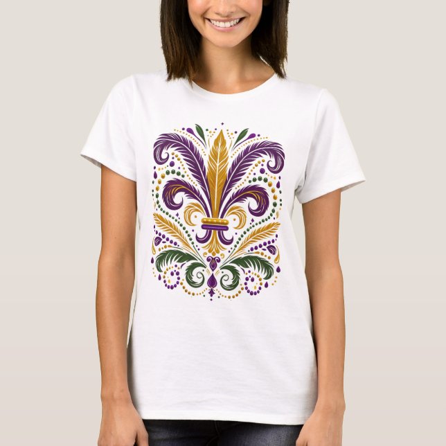 T-shirt Fleur de lis jaune et vert violet (Devant)