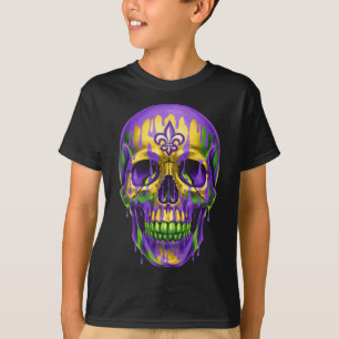 T-shirt Fleur De Lis Mardi Gras Crânes Hommes Femmes Fille