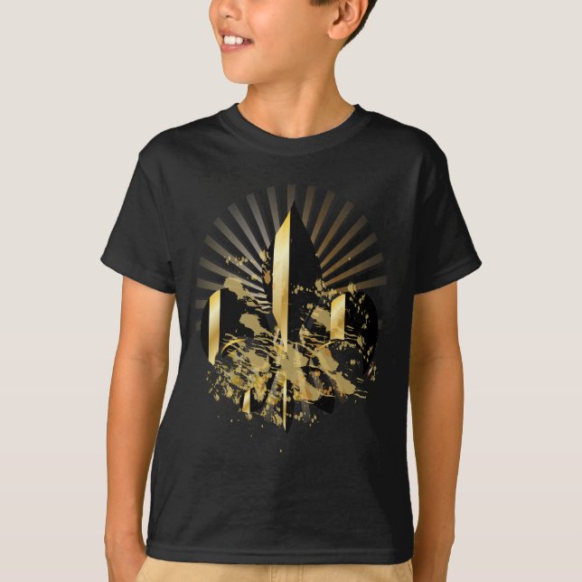 T-shirt Fleur de Lis noir et or (Devant)