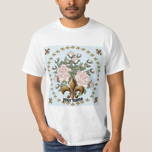 T-shirt Fleur de lis roses  (Devant)