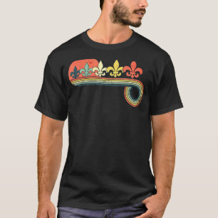 T-shirt Fleur De Lis Symboö Retro Vintage Sunset Rainbow