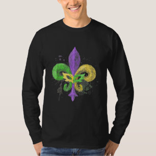 T-shirt Fleur de lis unique dessinée à la main Mardi Gras