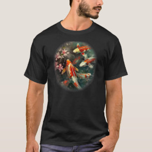 T-shirt fleur de lotus du lotus du pavé asiatique koi asia
