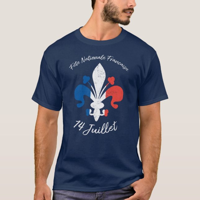 T-shirt Fleur de Lys Fete Nationale Francaise 14 Juillet (Devant)