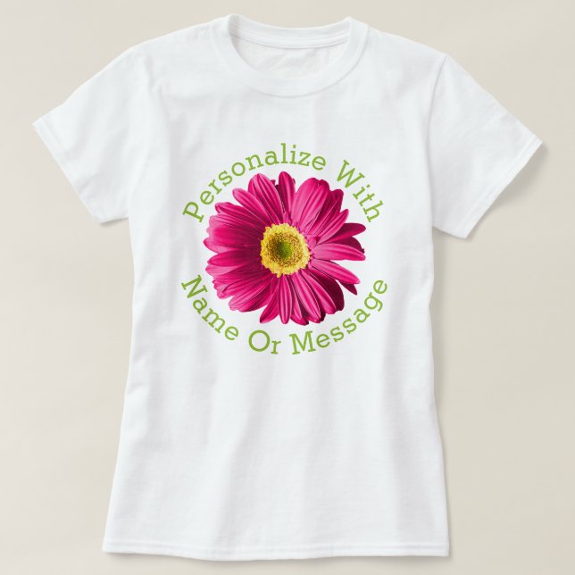 T-shirt Fleur de marguerite rose Fuchsia (Design devant)