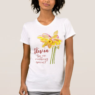 T-shirt Fleur de naissance de mars Aquarelle Daffodil T-sh