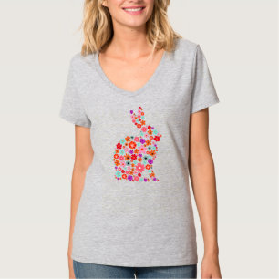 T-shirt Fleur de Pâques Fleur Lapin Printemps Fleurs Lapin