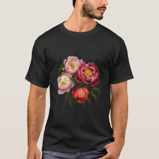 T-shirt Fleur de pivoine Bouquet fleuri