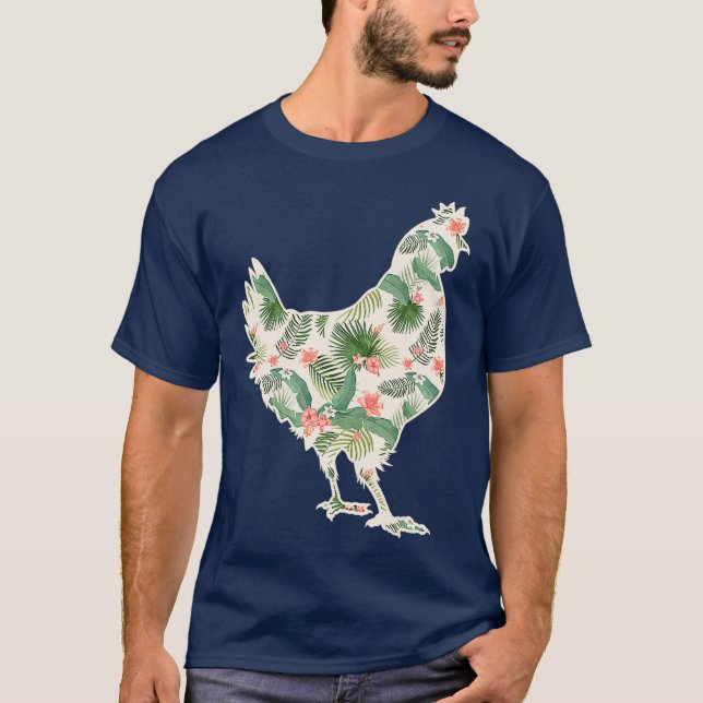 T-shirt Fleur de poulet Imprimer Floral Hen Hawaiian (Devant)